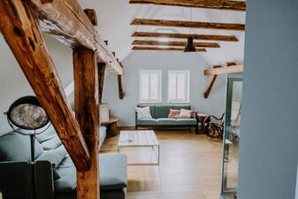 Old lovingly renovated farmhouse in the Rhön - view into the attic