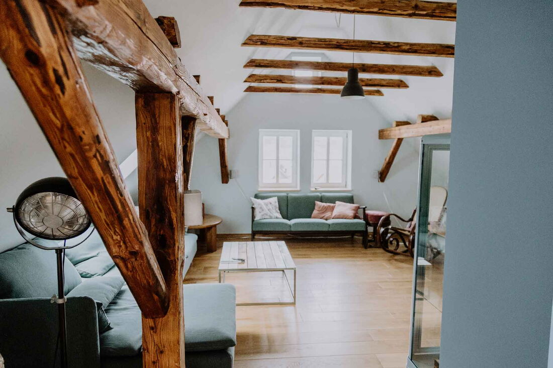 Old lovingly renovated farmhouse in the Rhön - view into the attic